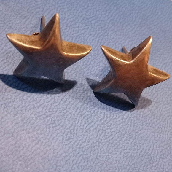 Vintage 925 Silver Puffy Star Earrings - Picture 4 of 7